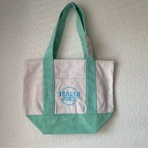 Green Trader Joe’s Mini Pastel Canvas Tote Bag